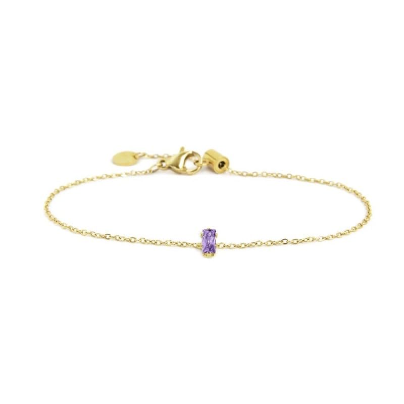Bracelet en acier doré Marlù 2BR0100G-P, l'éclat pourpre de vos soirées