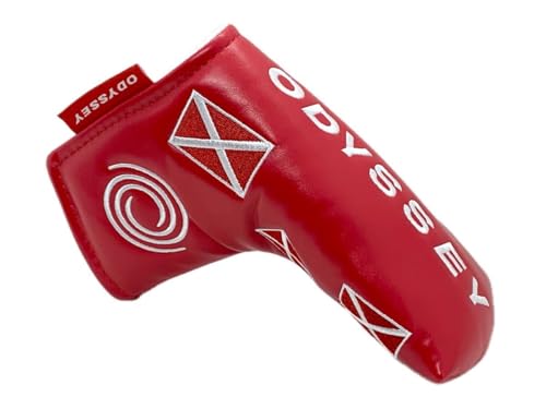 レア ODYSSEY オデッセイ パター カバー ブレードタイプ 刺繍入り レッド マグネット開閉【並行輸入品】