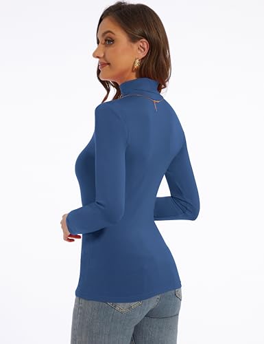 Image of Women's Turtleneck Long Sleeve Shirts Slim Fitted Lightweight Base Layer Casual Tops