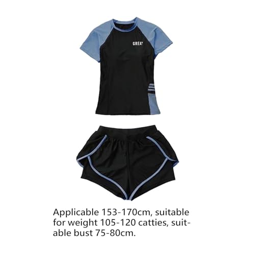 SM SunniMix Maiô feminino feminino com proteção contra queimaduras, manga curta, roupa de mergulho p