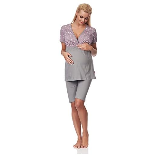 Be Mammy Pigiama Premaman Funzione Allattamento M3R2LL1 (Grigiore, L)