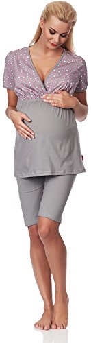 Preisvergleich Produktbild Be Mammy Damen Stillpyjama M3R2LL1 (Grau, XXL)