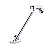 RLKDKJ Heavy Duty Adjustable Shower Arm, 11' Brass Extension with Gear Lock Teeth & Swivel Nut, Strong Load Support, No Sagging, Keeps Shower Head Straight, Leak-Free, G1/2 Universal (Chrome)