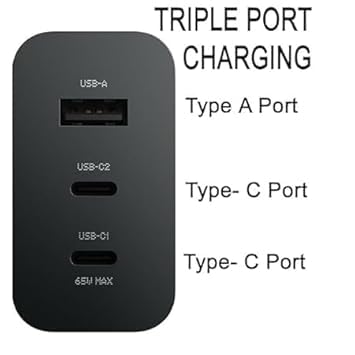 Image of Original 65W Charger for Nothing 3-in-1 Type C Fast Charging Wall Adapter, USB C Charger Block for Nothing Phone 2a /Phone 2 /Phone 1, Support Other Type-C Devices,Adapter(DP225)
