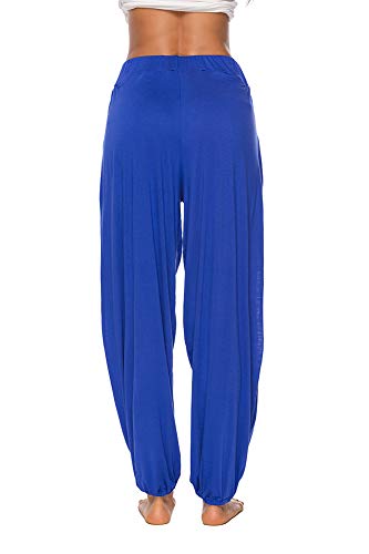AvaCostume High Slit Harem Pants Women Hippie Harem Pants Trousers RoyalBlue M
