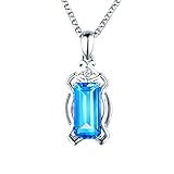 Collar de Oro de 18 Quilates para Mujer, Collares de Fiesta con Colgante de topacio Azul Natural de 1,9 Quilates, Longitud de Cadena de 18 Pulgadas