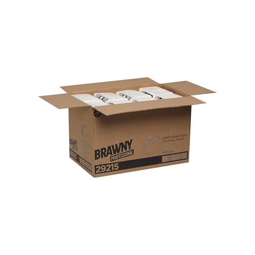 Image of Georgia-Pacific Brawny Professional 1 /4-Fold A400 Disposable Cleaning Towel by GP PRO (Georgia-Pacific), White, 29215, 50 Towels Per Pack, 16 Packs Per Case (800 Total)