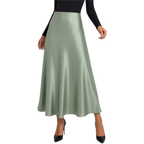 Jupe élégante en satin premium et sa taille haute fluide