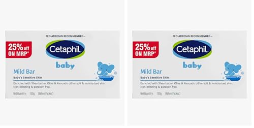 Image of Cetaphil Baby Mild Cleansing Bar for Newborns & Babies 100 gm | With Shea Butter, Avocado Oil & Olive Oil | Gentle, Hypoallergenic, Pediatrician Recommended | Dry & Sensitive Skin (Pack of 2)