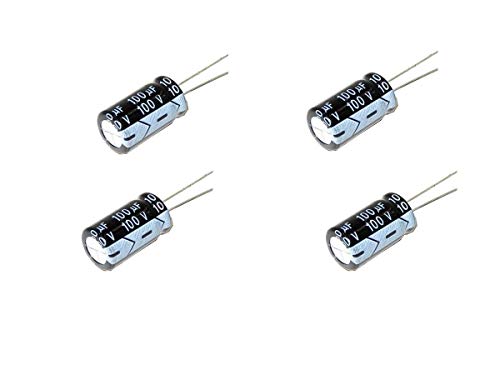 Image of Fixed Aluminum Radial Electrolytic Capacitors Type and Pack of - (5, 100V 100UF)