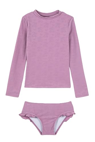 Image of Gottex Kids Palm Party Textured Long Sleeve Rash Guard Set Chlorine Fade Resistant and Built-in UPF UV 50 + Protection
