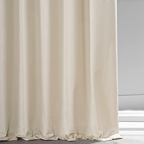 Image of HPD Half Price Drapes Signature Plush Velvet Blackout Curtains for Bedroom (1 Panel), 50W X 96L Hotel Black Out Curtains for Living Room, Thermal Insulated Blackout Curtains for Windows, Diva Cream