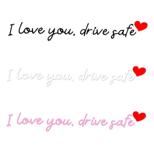 Image of 3pcs I Love You Drive Safe Mirror Sticker, 3 Colors Cute Car Rear View Decals Funny Safe Driving Stickers Vinyl Rearview Mirror Decal with Heart for Women Driver Gifts Accessories