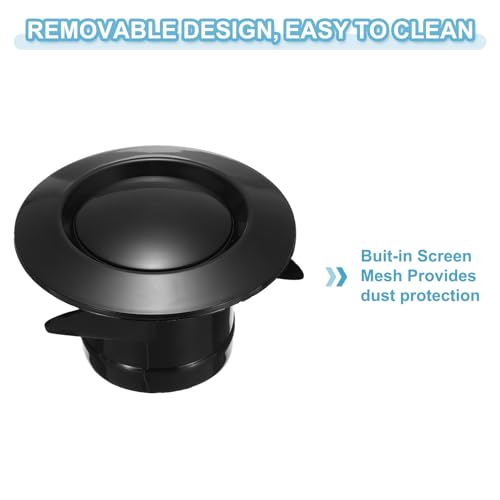 Bouche d'aération ronde 3 pouces PATIKIL | Grille abs réglable noire x4 - 5