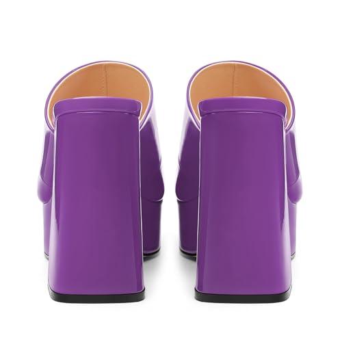 Image of Women Square Open Toe Platform Chunky Heel Slide Sandals | Slip On High Heel Dress Sandals, Elegant Formal Footwear For Wedding Club Evening Party Events
