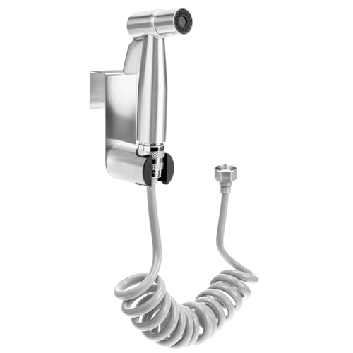 QWORK® Pulvérisateur de Bidet Toilettes en Acier Inoxydable 304, avec Tuyau Rétractable de Douche 150 cm et Crochet pour Réservoir
