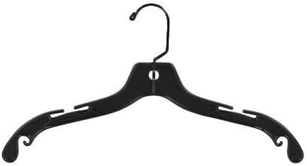 17" Black Plastic Dress/Shirt Hangers with Black Swivel Hook