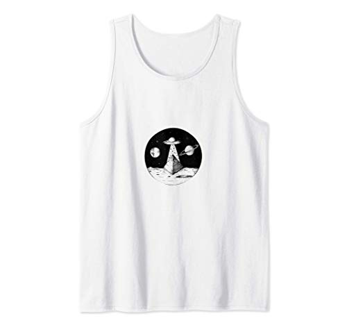 UFO matita linea schizzo in bilico sulla piramide