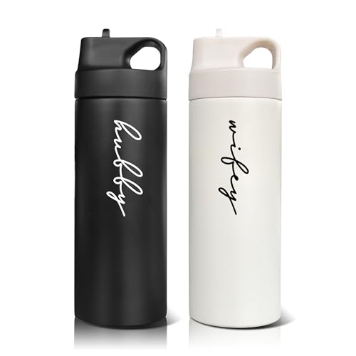 GroomBrideGifts Mr and Mrs Cups, Wedding Gifts for Bride and Groom, His and Hers Engagement Present Husband and Wife, Honeymoon Travel Essentials for Couples