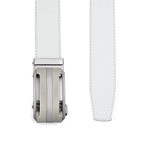 Image of Drowsmen Leather ratchet belt 1 3 /8 inch with Click Sliding Automatic Buckle, Adjustable belt Trim to Fit