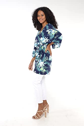 Image of Family Matching Hawaiian Clothes, Orchid Breeze Navy | Lightweight 100% rayon • Family matching outfits • Beach vacations • Luaus • Cruises • Family photos