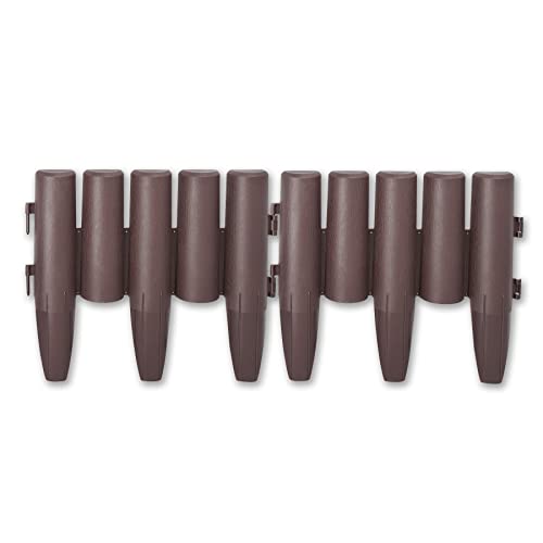 SUBTLETY 11,2m Bordatura del Prato con Effetto Legno 28x24x1cm Bordo per Aiuole in Plastica Bordi Decorativi di Falciatura Recinto di Delimitazione 40 Pezzi per Giardino Parterre (Marronee)