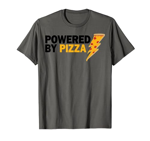 Funny Powered By Pizza Gift Kids Men Women Cool Pizza Lover T-Shirt