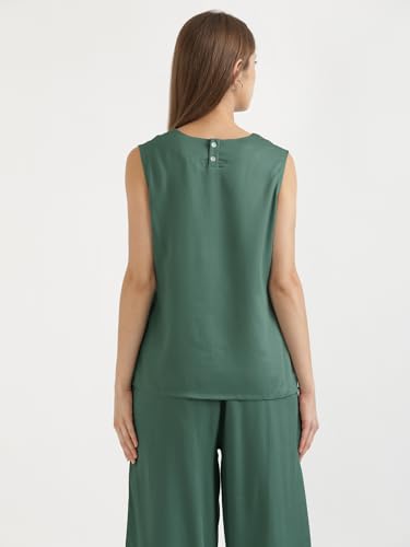Image of SAADAA V-Neck Tops for Women| Viscose Fabric | Sleeveless Design | Relaxed Fit for Everyday Comfort | Office & Casual Wear