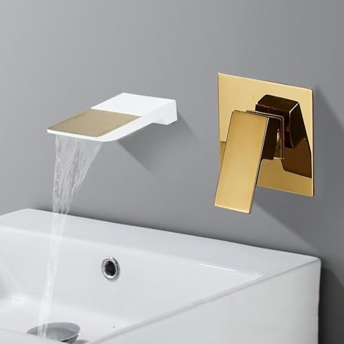 Robinet de lavabo en laiton de qualité supérieure avec bec cascade mural encastré