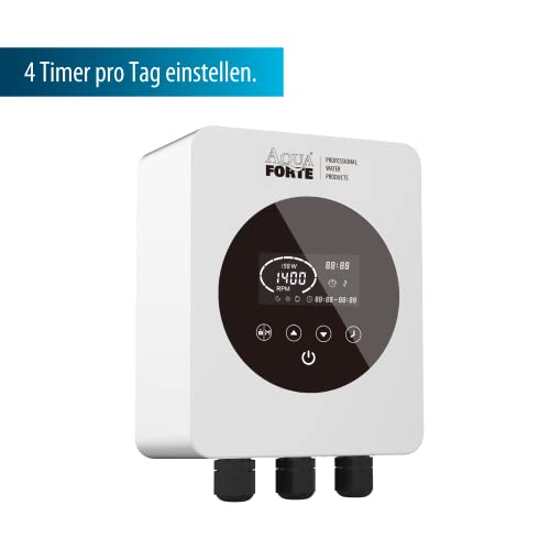 AquaForte Vario+ 1100 Frequenzumrichter mit Touchscreen, 1 Phase AC, Eingangsspannung 220-240V, Drehzahlregelung für Poolpumpen, 4 verschiedene Timer pro Tag möglich, Umweltfreundlich