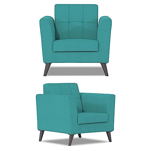 Image of Adorn India Dannis 3+2+1 6 Seater Sofa Set (Aqua Blue) (3 Year Warranty)