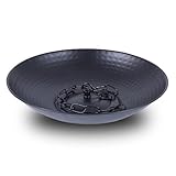 Rain Chain Anchoring Basin Metal Bowl Downspout Gutters Decorative Fountain Dish Display for Outdoor Garden, Lawn and Patio Water Feature 10.66 Inches Dia, Matte Black