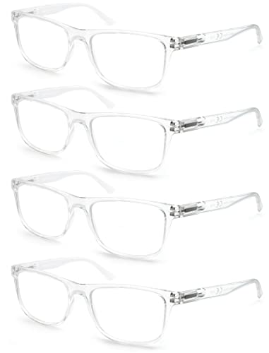 OLOMEE Large Reading Glasses Mens Oversized Wide Readers 1.50 Lightweight Clear Magnifying Cheaters for Men W/Big Head 4 Pack