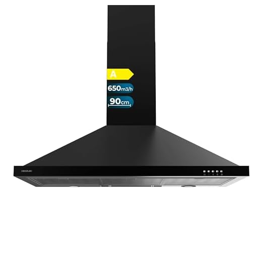 Cecotec Campana Extractora 90 cm Piramidal Bolero Flux PM 906500 Black A. Motor 165W, Acabado Negro, Succión 650m3/h, Control Mecánico, 3 Niveles de Potencia, Luz y Filtro de Carbono