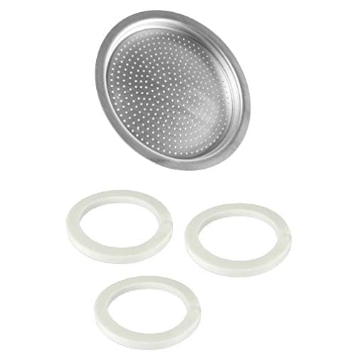 Univen 2.5" (64mm) Espresso Filter and Gasket Seals Compatible with Bialetti 6 Cup Aluminum Espresso Makers - Thumbnail 2