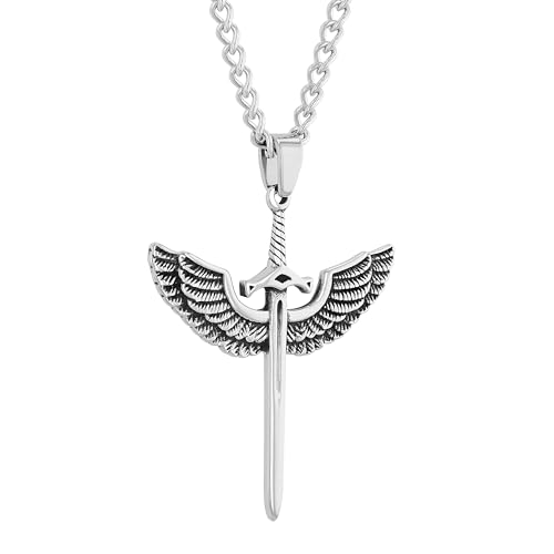 Men's Eagle Wings and Sword Stainless Steel Pendant Symbol of Strength 24" Curb Chain - Bold & Stylish4