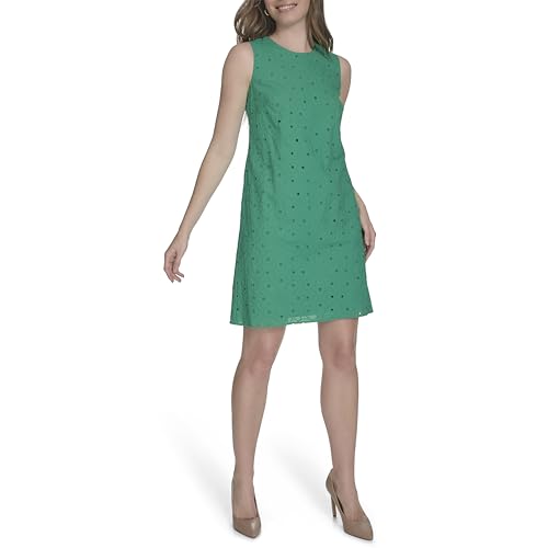 Image of Tommy Hilfiger Women's Sleeveless Meadow Eyelet Shift Dress