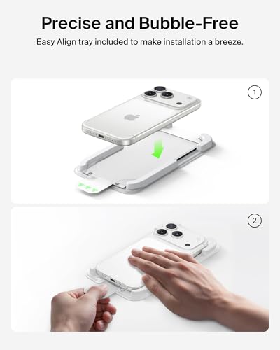 Image of Belkin EZ Align iPhone 17 Pro Tempered Glass Screen Protector Guard, InvisiGlass Anti-Reflective Screen Protector, Scratch-Resistant