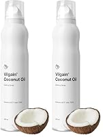 Vilgain® Kokosöl Spray | Natürliches Öl-Kochspray | Sprühflasche | 100% reines Öl aus biologischem Anbau | Für gesundes Kochen und Braten | Getrenntes Treibmittel, 200 ml (Packung mit 2)