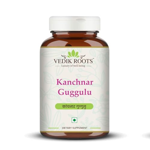 VEDIKROOTS Kanchnar Guggulu - Ayurvedic Supplement for Thyroid | Hormonal Balance for Women | Reduces Joint and Muscles Pain | for Swollen Lymph Nodes | 60 Tablets
