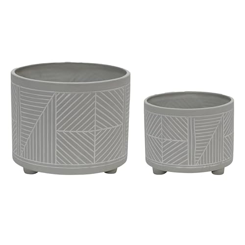 Home Decor Flower Pots and Planters – Elegant Indoor and Outdoor Plant Stands with Textured Design – Modern Pots for Plants for Patio Decor, Garden Decor, and Room Decor Set of 2 – 11