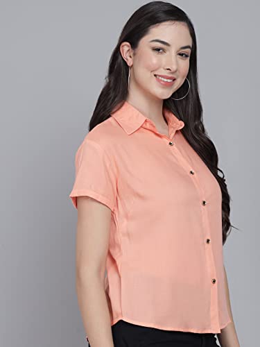 Image of FUNDAY FASHION Women's Cotton Blend Regular Fit Solid Casual Half Sleeves Shirt