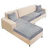 NAISI Sectional Couch Cover 4 Pieces Velvet Separate Couch Cushion Covers L Shape Soft Stretch Sofa