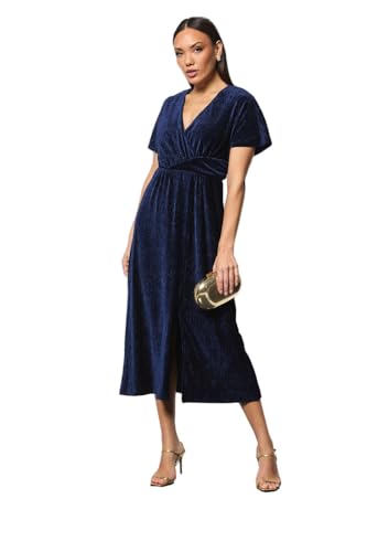Image of Principles Wrap Crinkle Velvet Midi Dress, 10, Blue