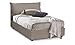 Talamo Italia Lit Coffre Veronica double, Made in Italy, Tête de lit et housse en éco-cuir, Ouverture frontale, convient pour matelas 120x200 cm, Taupe