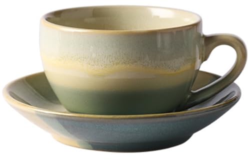 コーヒー カップ ソーサー セット チャイナ ティー セット ラテ カップ 陶器 マグカップ 和風 お茶 マグ 陶器 エスプレッソ カップ 耐摩耗耐久性 洗浄が便利 おしゃれで美しい プレゼント 友達 身内 同僚 (350ml,ウォーターグリーン)