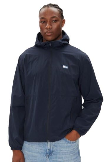 Tommy Jeans Herren Windbreaker Jacke Chicago mit Kapuze, Blau (Dark Night Navy), XL – Ansicht 5