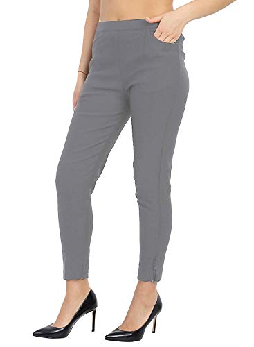Image of Fablab Women's Cotton Lycra Solid Cigarette Pants Pack of 1