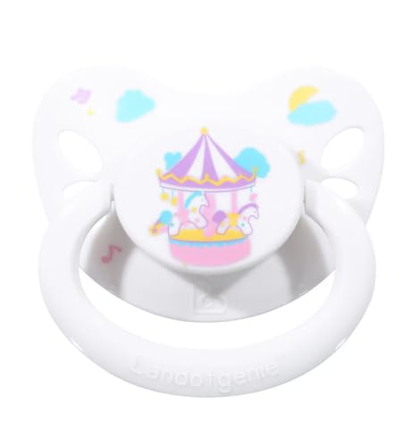 Image of Landofgenie Adult Sized Pacifier Large Handle Large Shield Cute Print Paci White