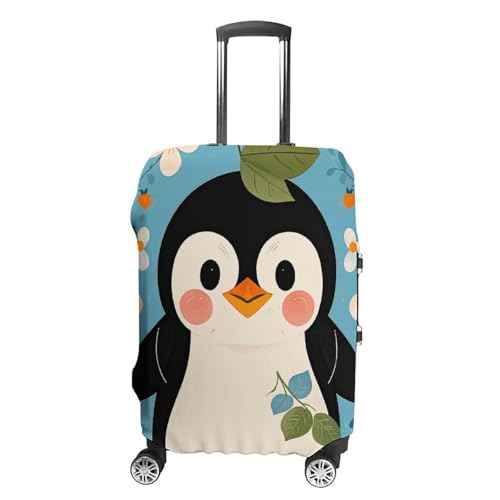 Cute Penguin Print Luggage Cover, Washable Elastic Suitcase Cover Protector Fit 18-32 Inch Luggage - Main Image